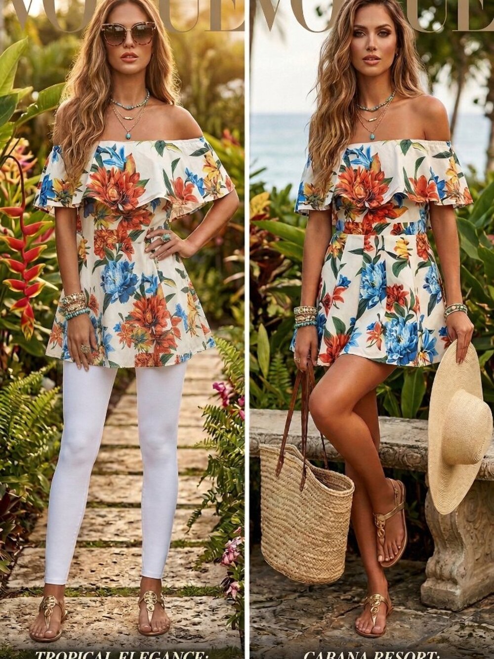 Flying Tomato Bright Floral Off Shoulder Mini Dress/Tunic Top
